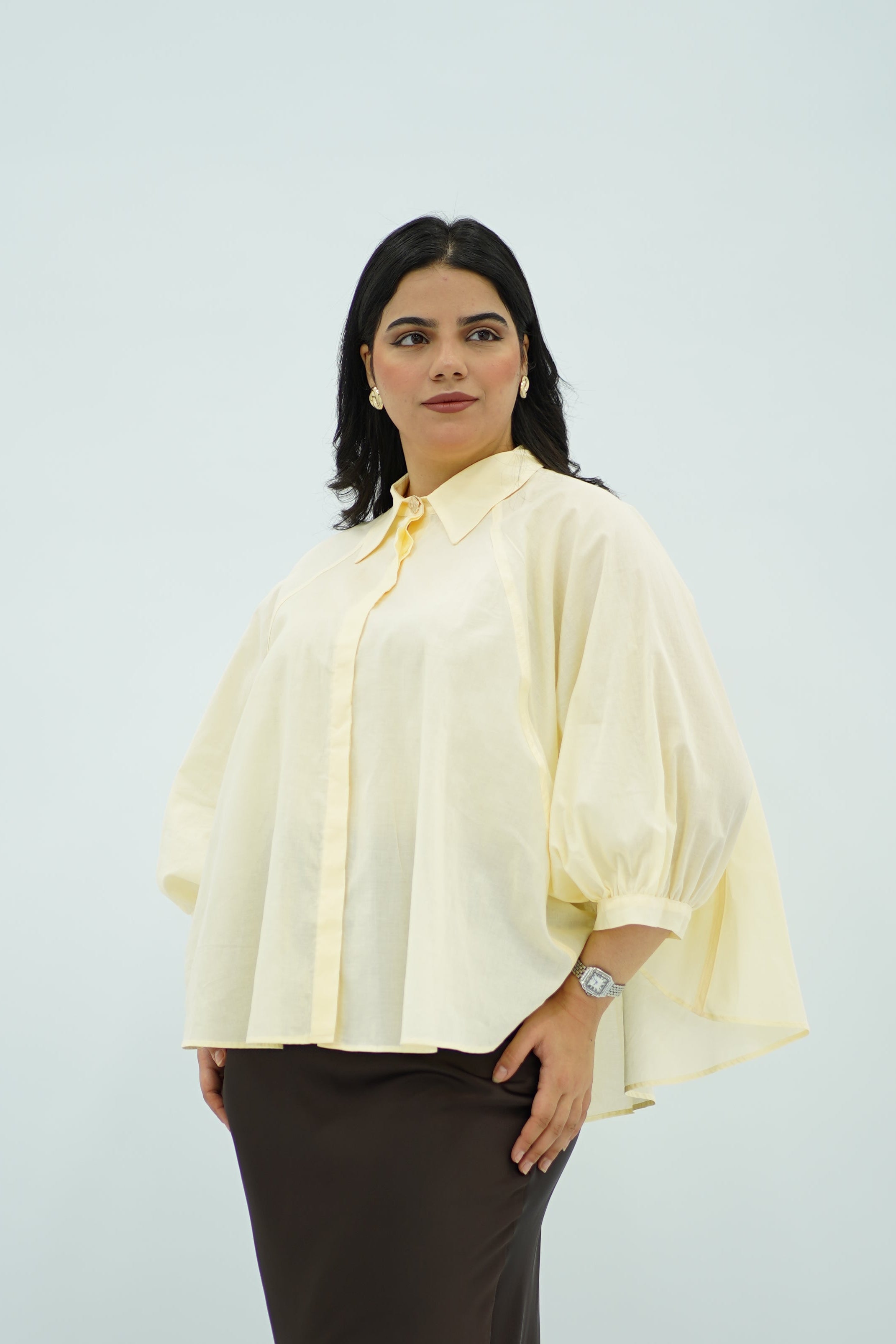 Chemise en popeline Jaune banane