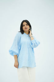 Chemise en lin Bleu ciel