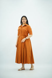 Robe en Popeline Orange
