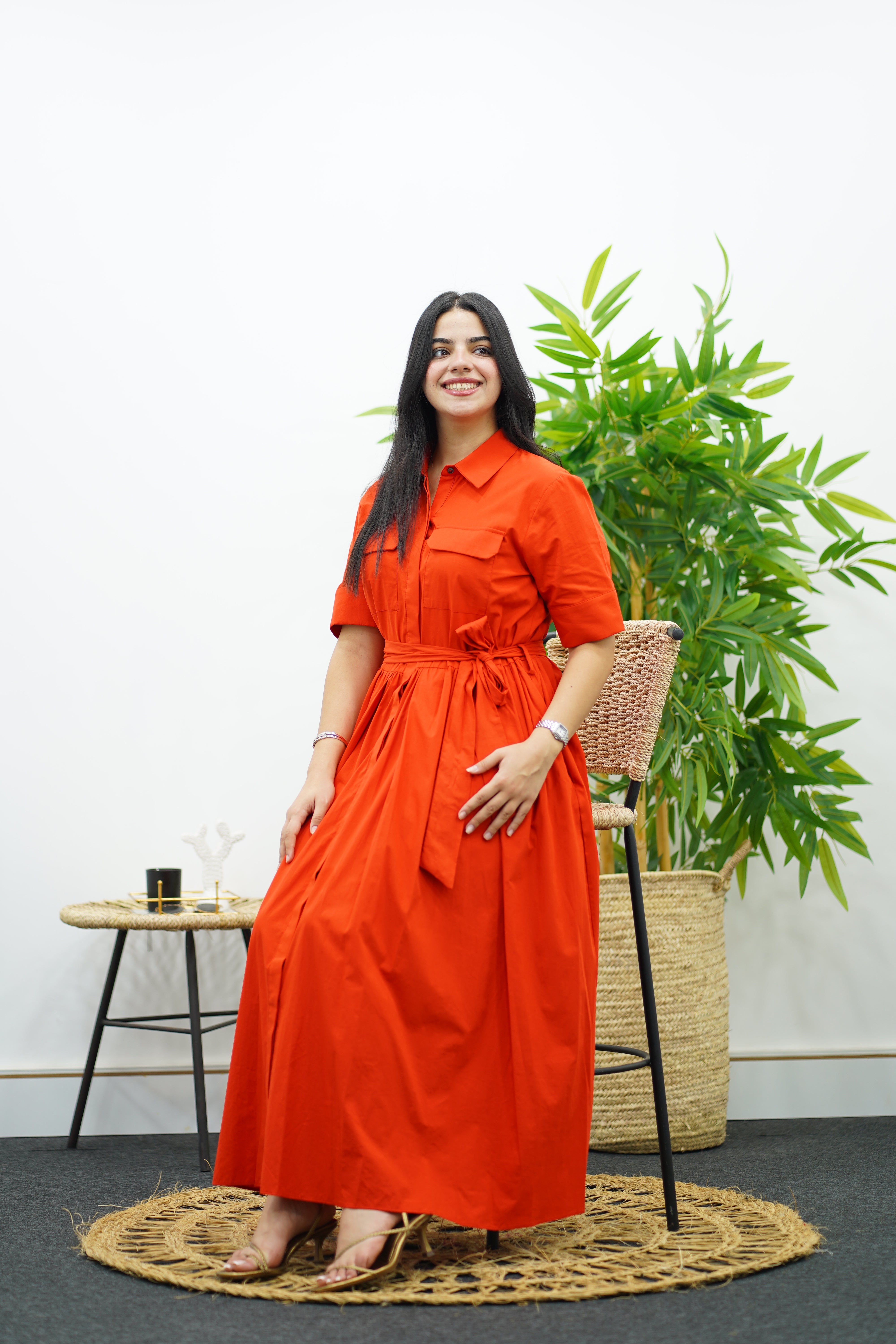 Robe Orange En popeline