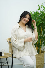Chemise oversize en Lin Rayé