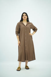 Robe chemise kaki chocolat