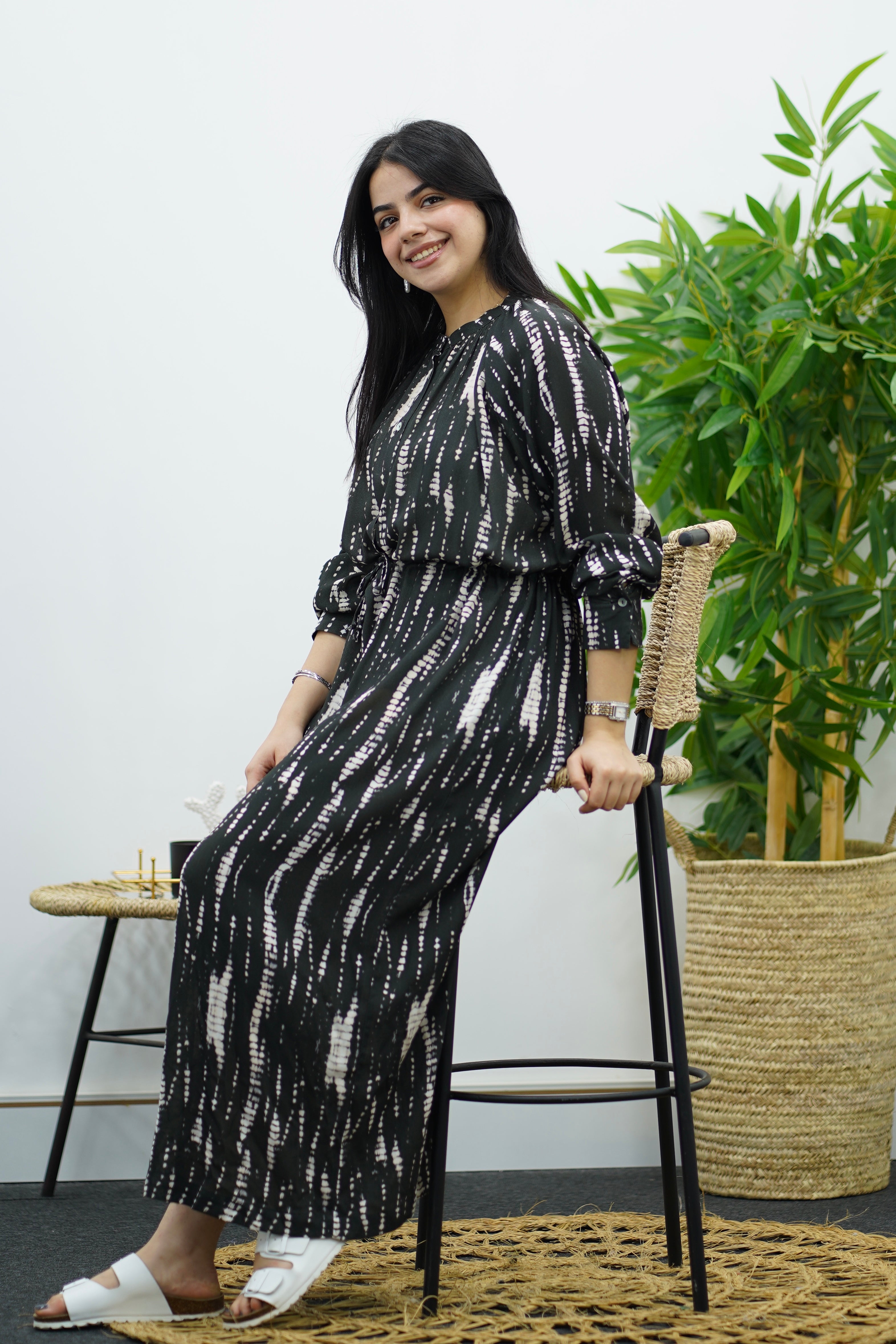 Robe longue avec ceinture