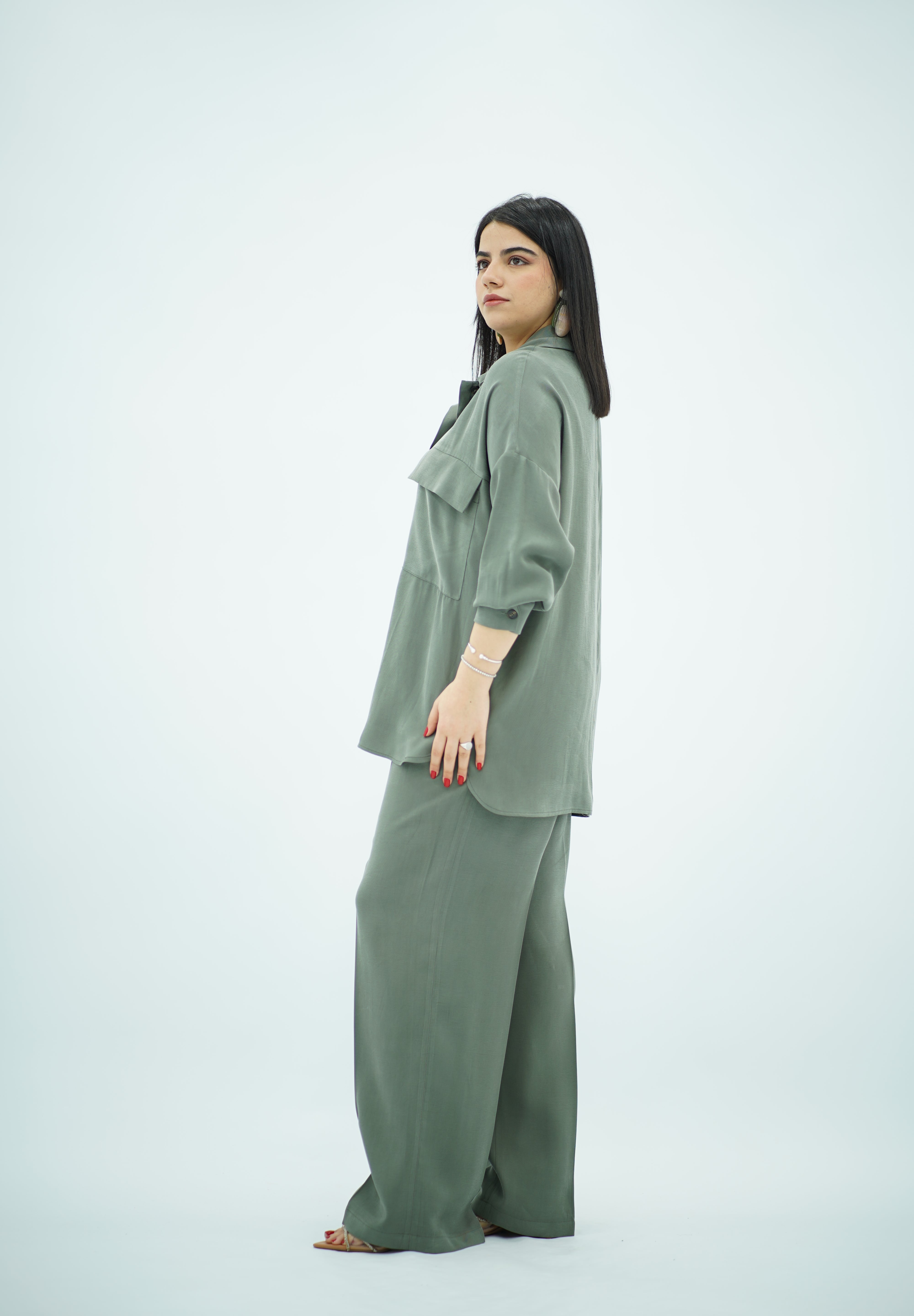 Ensemble Vert militaire Matière Tencel
