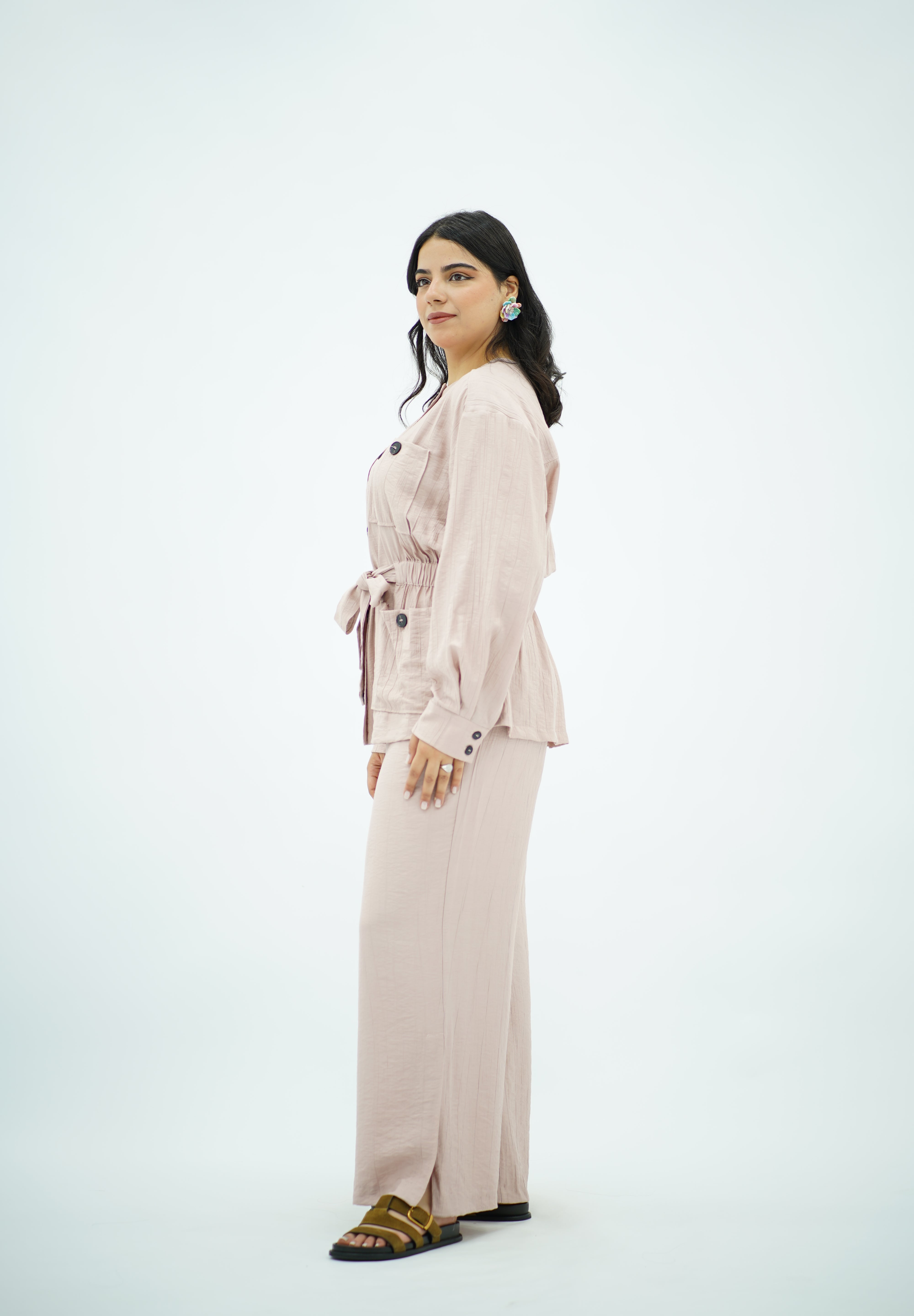 Ensemble fluide ceinturé Rose poudré