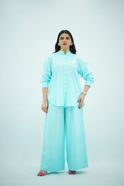 Ensemble En lin Bleu turquoise
