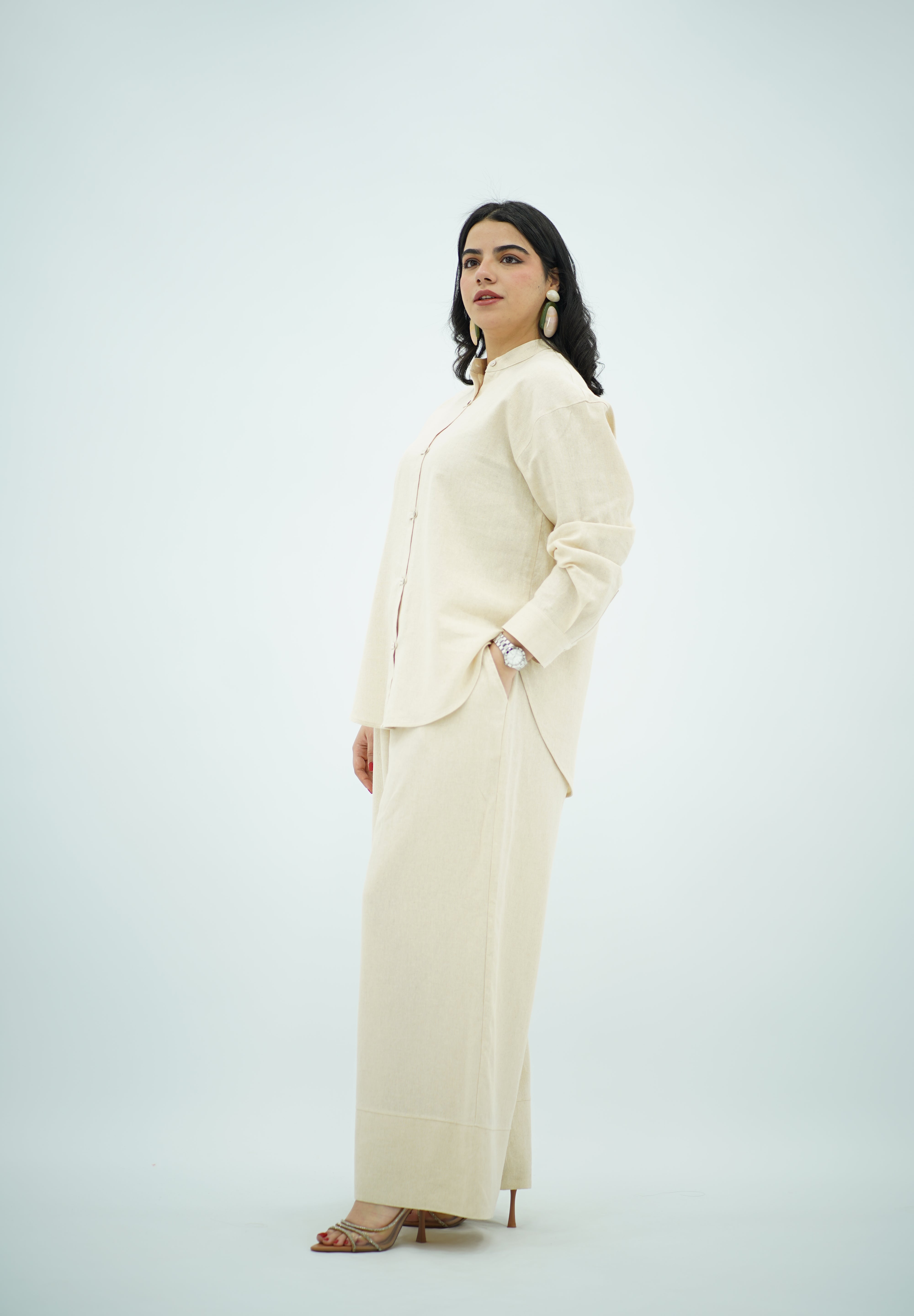Ensemble en Lin Blanc cassé