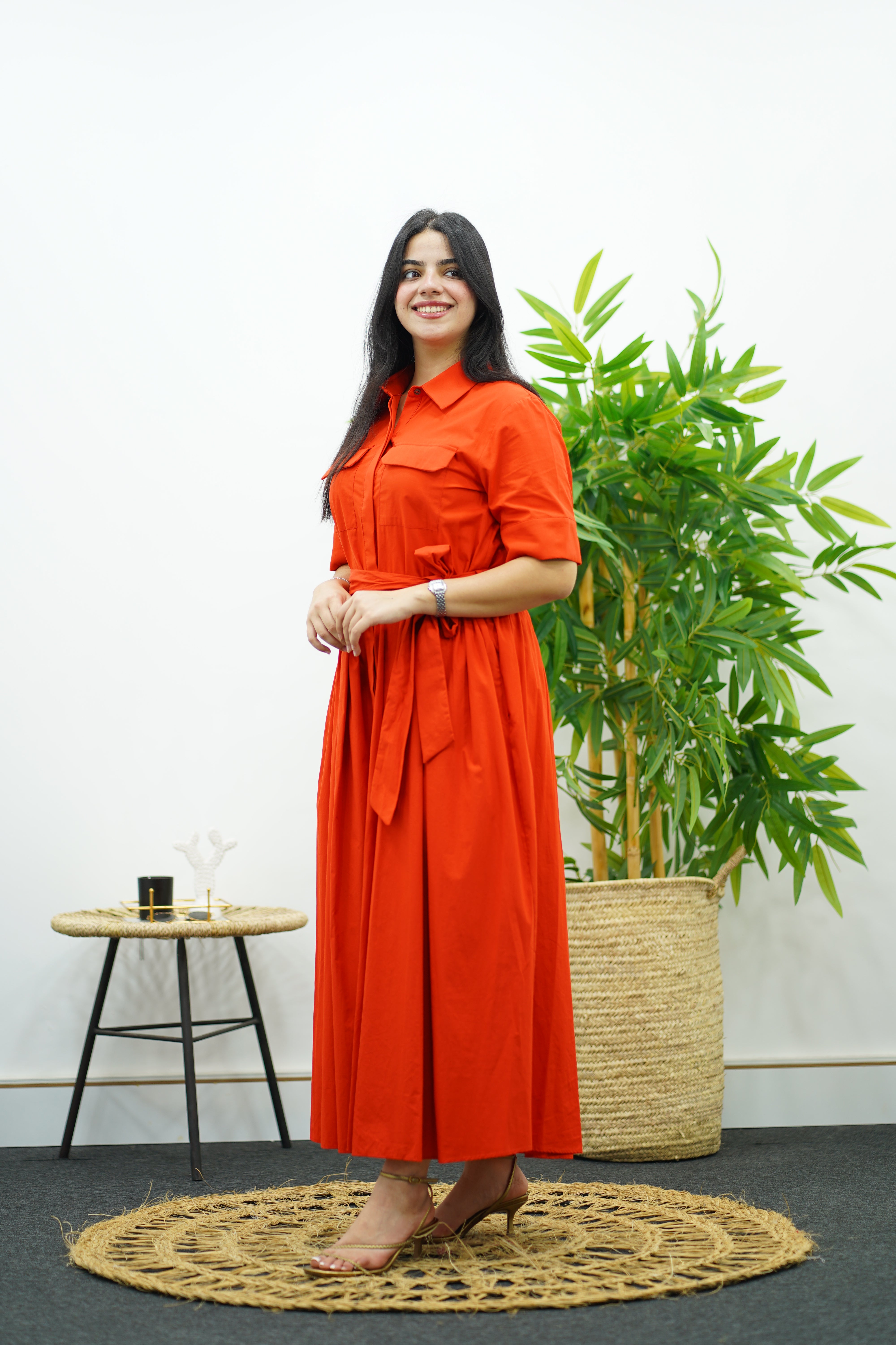 Robe Orange En popeline