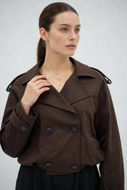 Trench Style Cropped Marron chocolat