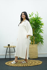 Robe Gandoura en crêpe - Blanc cassé
