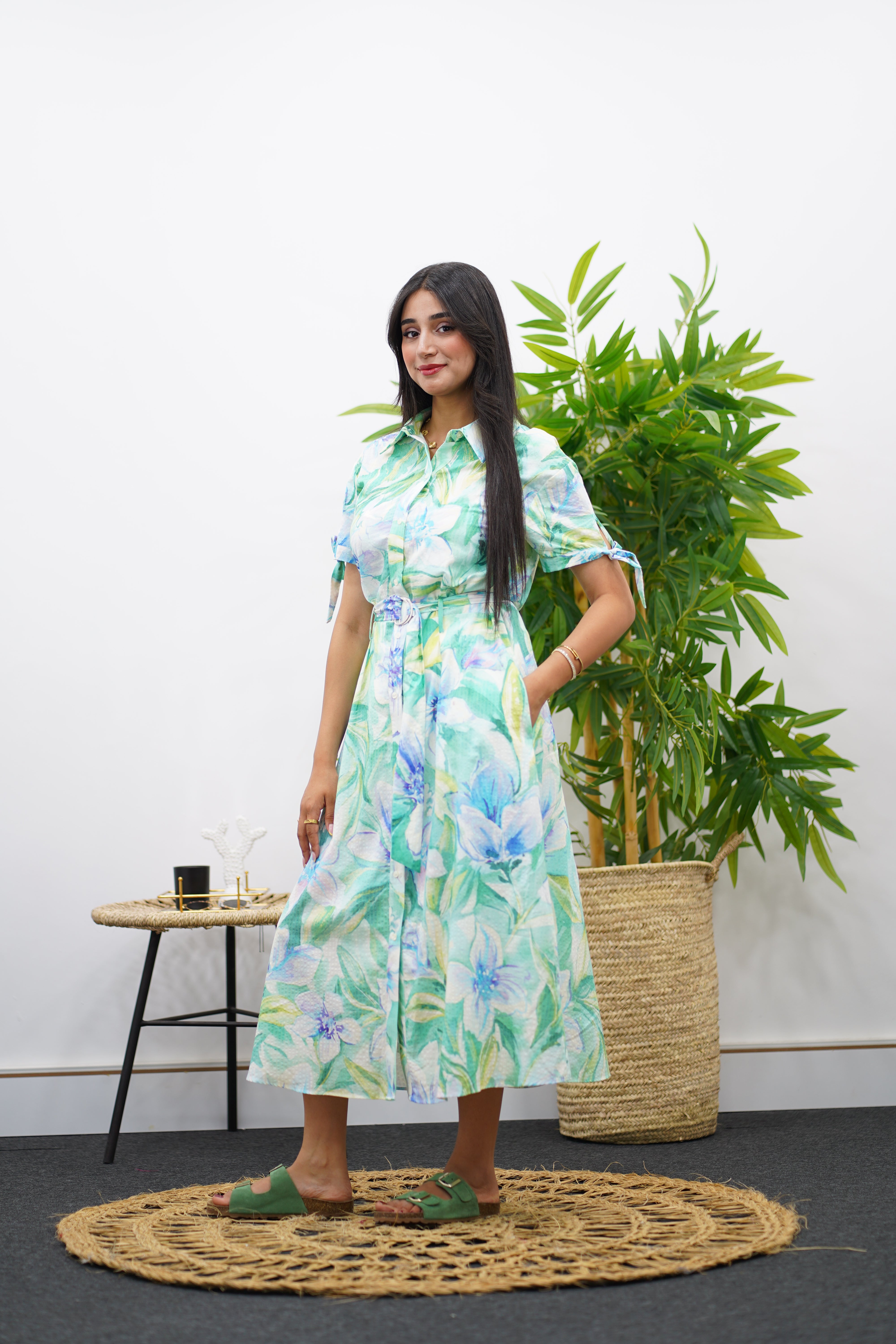 Robe longue à imprimé floral pastel
