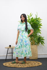 Robe longue à imprimé floral pastel