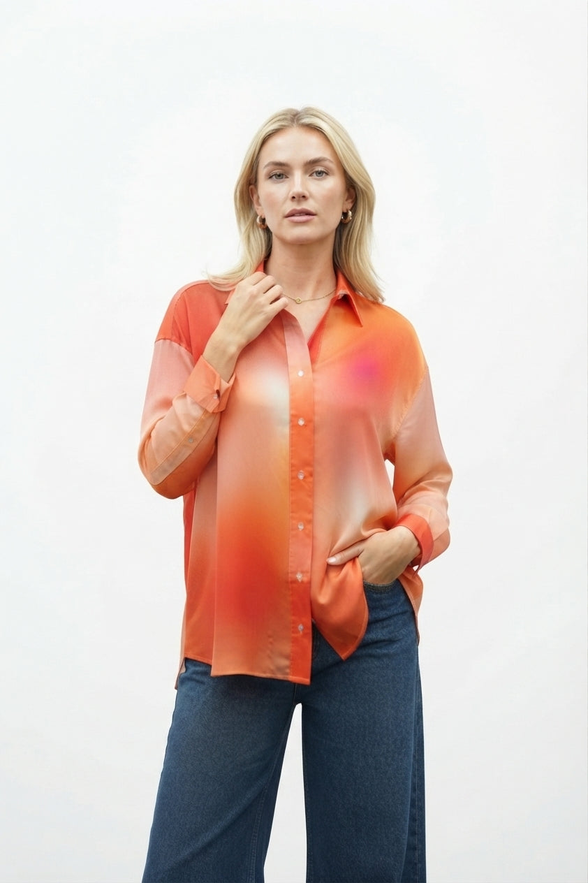 Chemise oversize dégradé orange