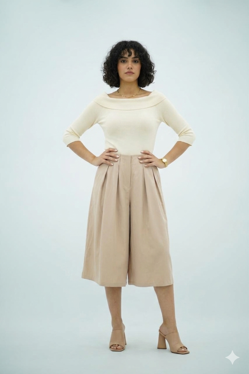 Pantalons Jupe Plissé Fluide