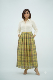 Jupe Longue Écossaise Jaune Chic