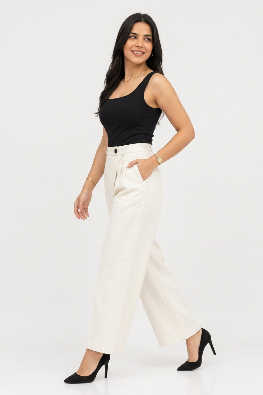 Pantalon Croisé  Blanc Cassé
