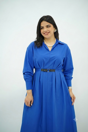 Robe En popeline ceinturé Bleu roi