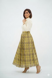 Jupe Longue Écossaise Jaune Chic