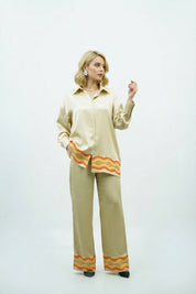 Ensemble en satin à Motifs Vagues