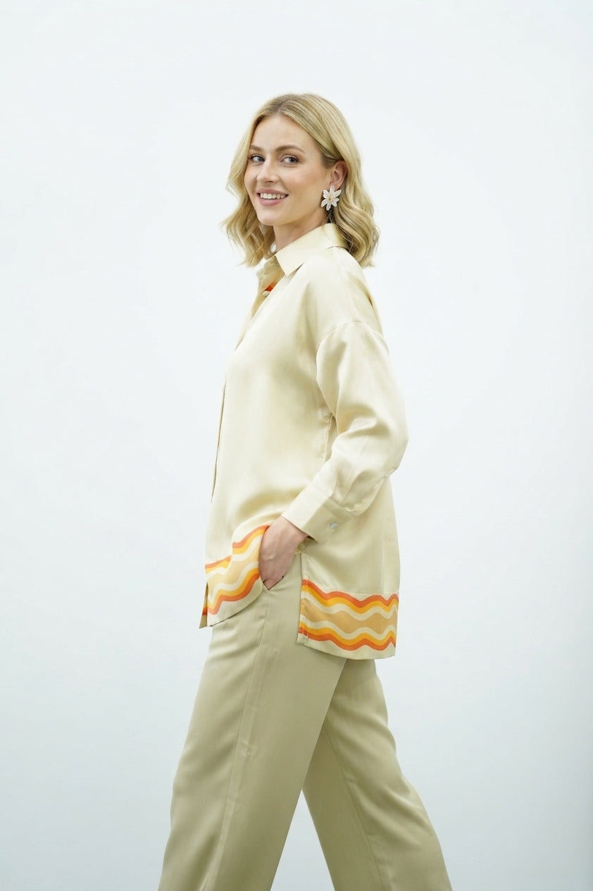 Ensemble en satin à Motifs Vagues