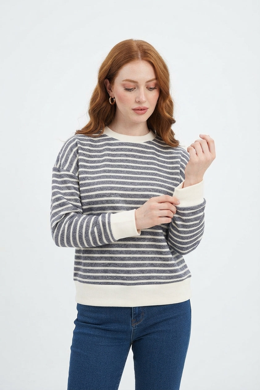 Pull Rayé en Coton Doux - Confort et Style