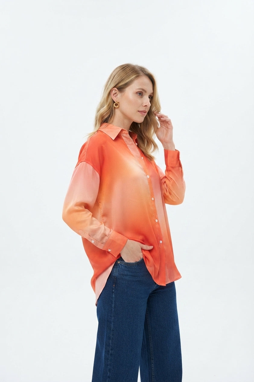 Chemise oversize dégradé orange
