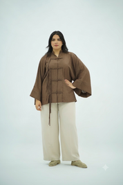 Chemise Structurée Marron à Nœuds