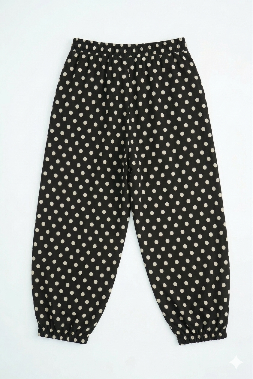 Pantalon En Lin Ballon motifs Polkadot
