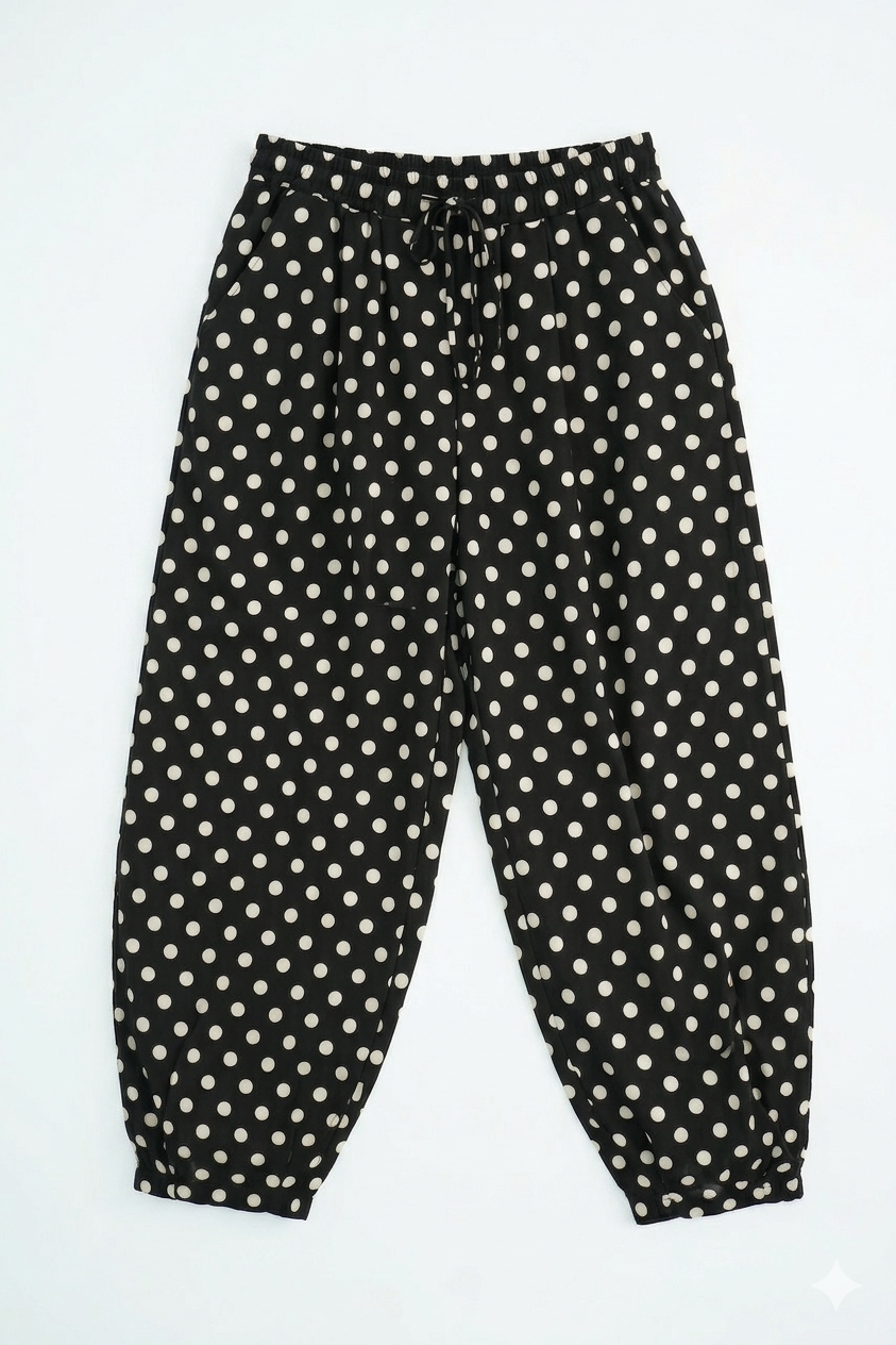 Pantalon En Lin Ballon motifs Polkadot
