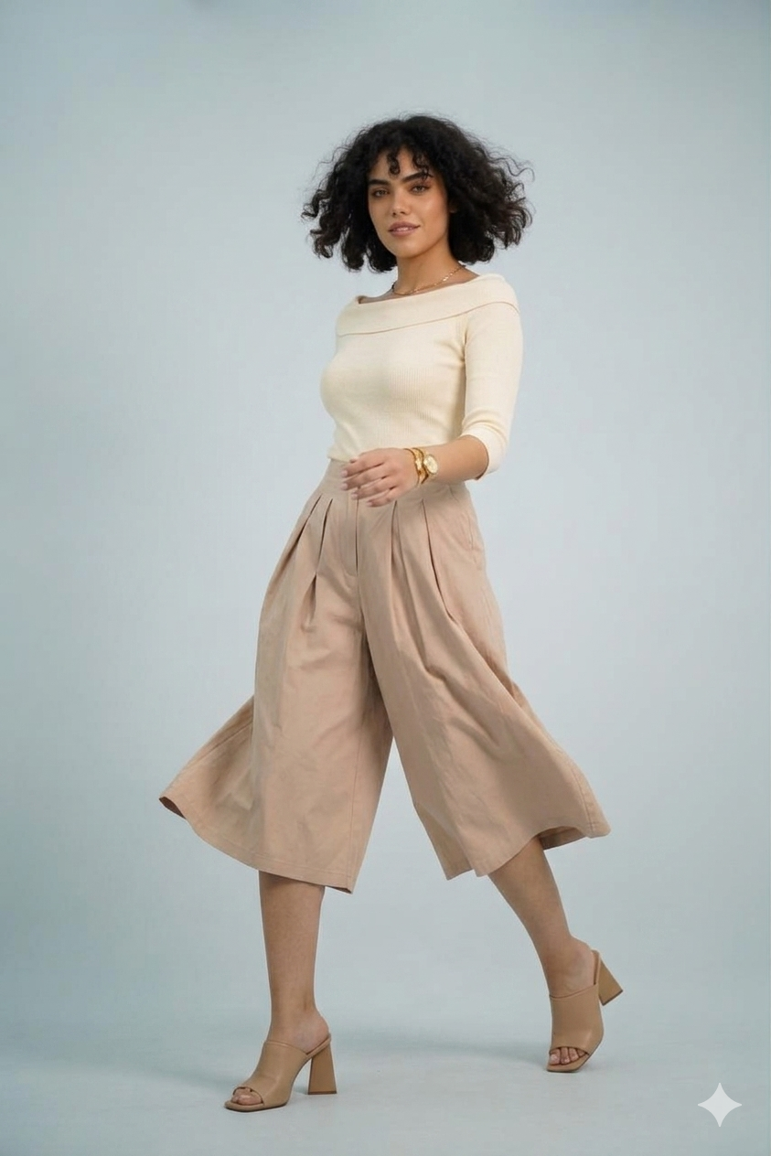 Pantalons Jupe Plissé Fluide