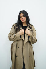 Trench long beige taupe