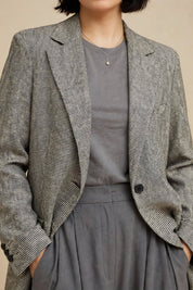 Blazer à Motifs Pied-de-Poule Noir & Blanc