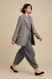 Blazer à Motifs Pied-de-Poule Noir & Blanc