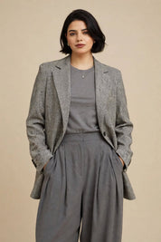 Blazer à Motifs Pied-de-Poule Noir & Blanc