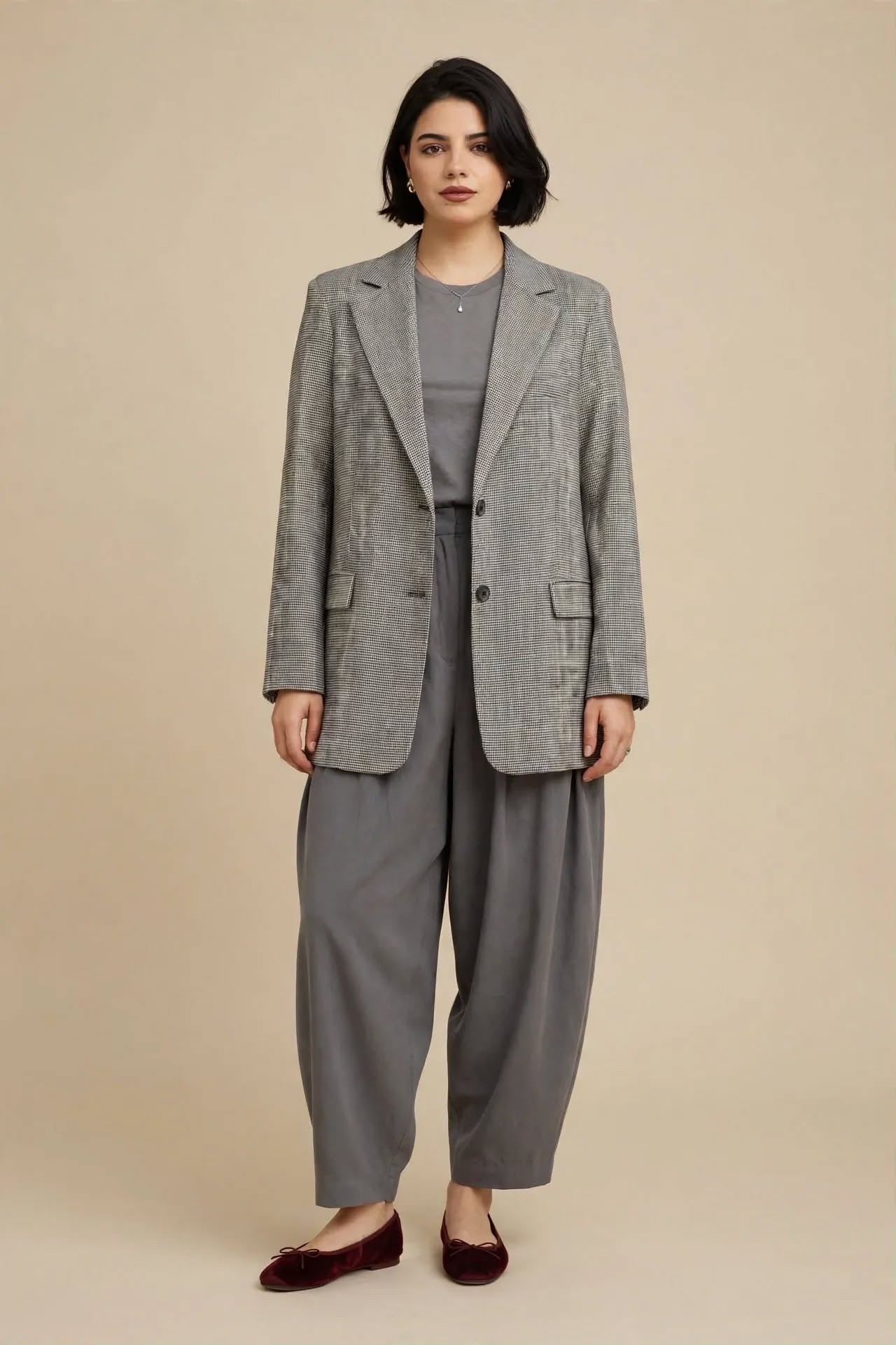 Blazer à Motifs Pied-de-Poule Noir & Blanc