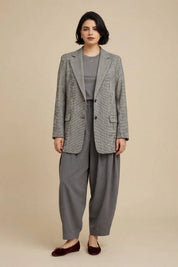 Blazer à Motifs Pied-de-Poule Noir & Blanc