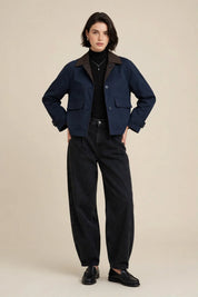 Veste Double Face Bleu Marine & Motifs Carreaux