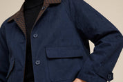 Veste Double Face Bleu Marine & Motifs Carreaux