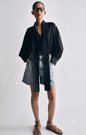 Blouse Noire Lavallière Élégance
