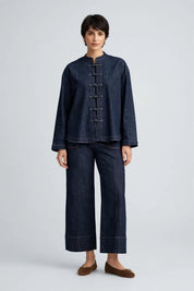 Ensemble Chic en Jean – Détails Boutons Chinois