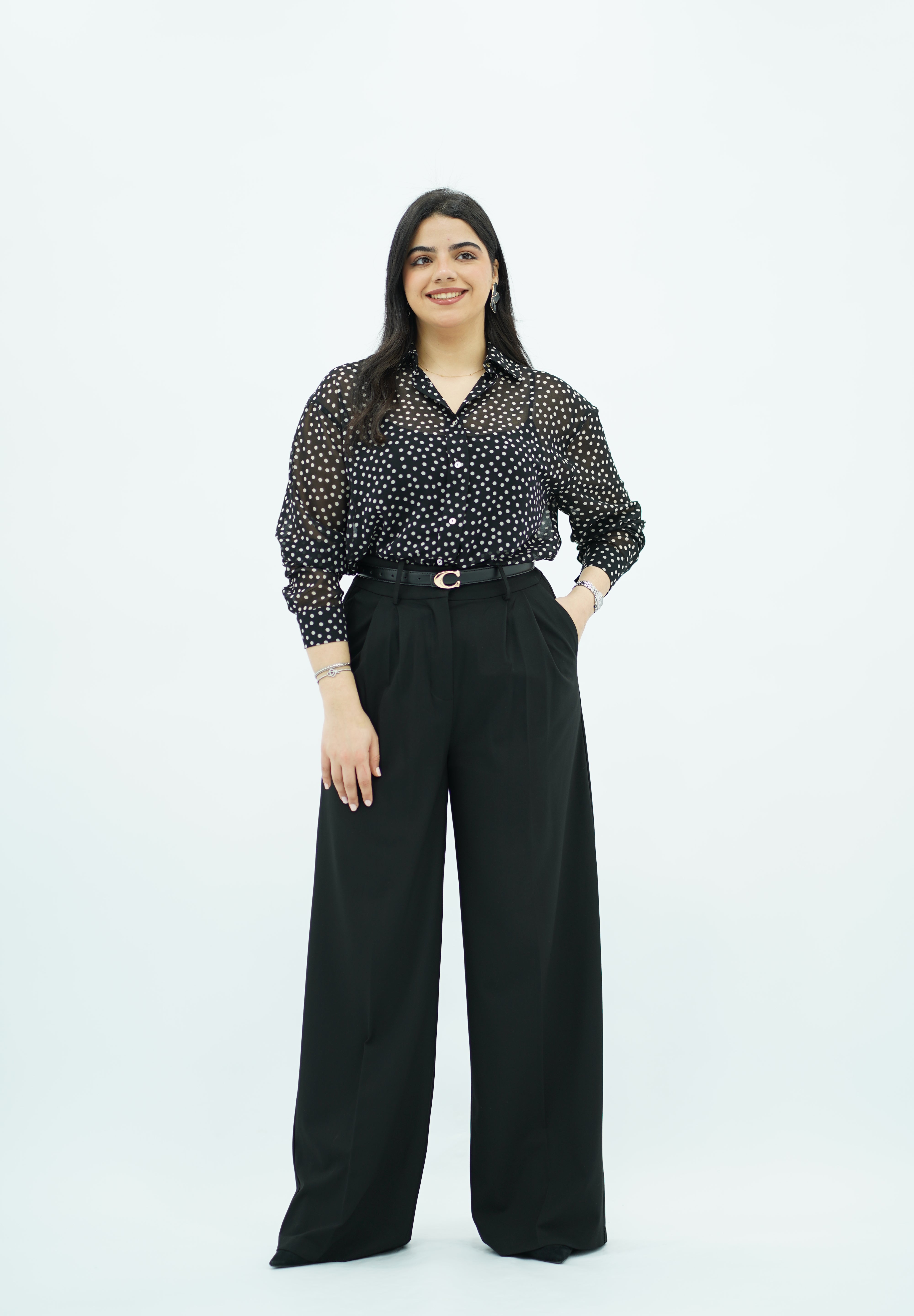Chemise Fluide à Pois - Noir et Blanc