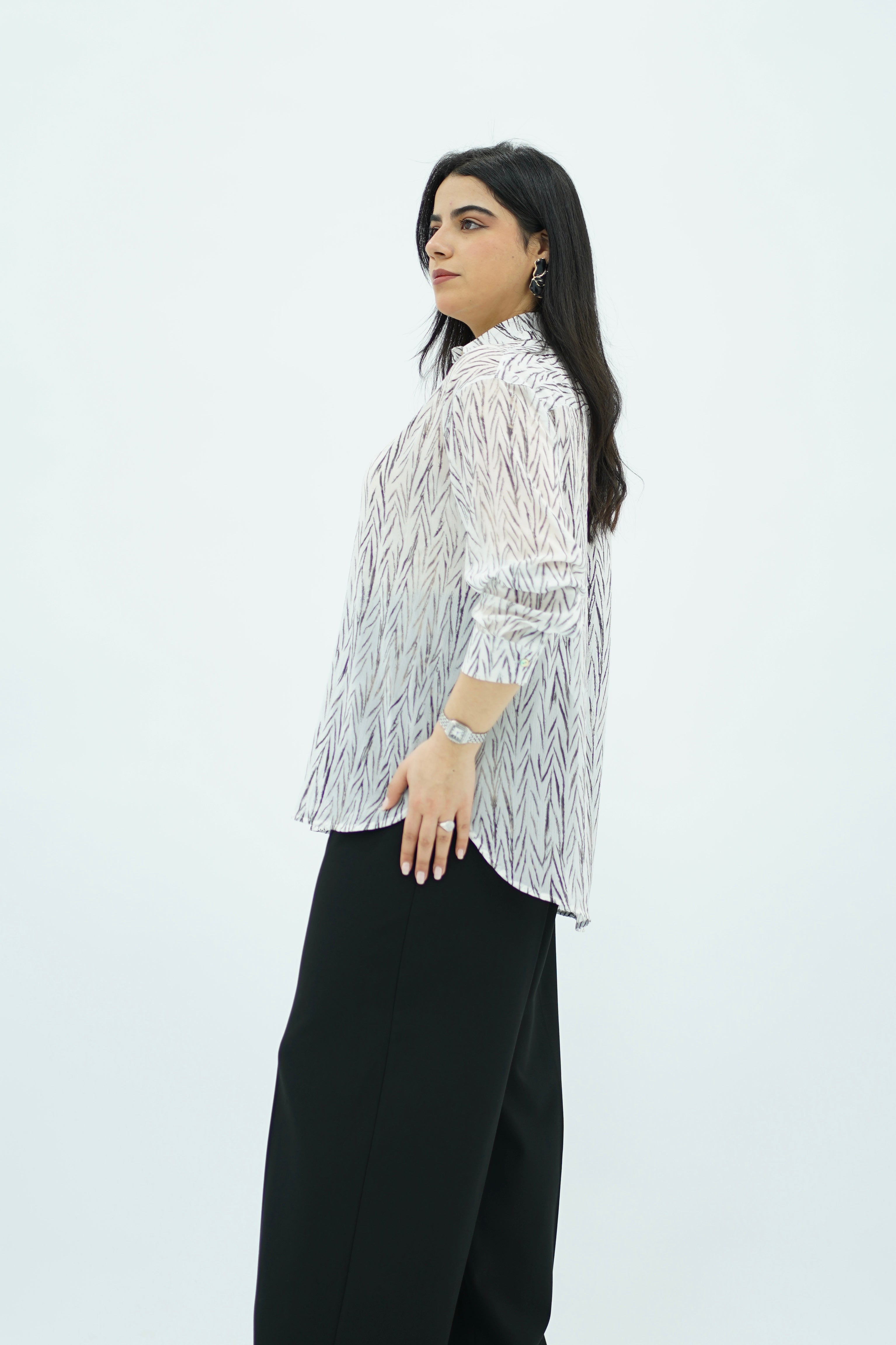 Chemise Fluide à Imprimé Zèbre Abstrait