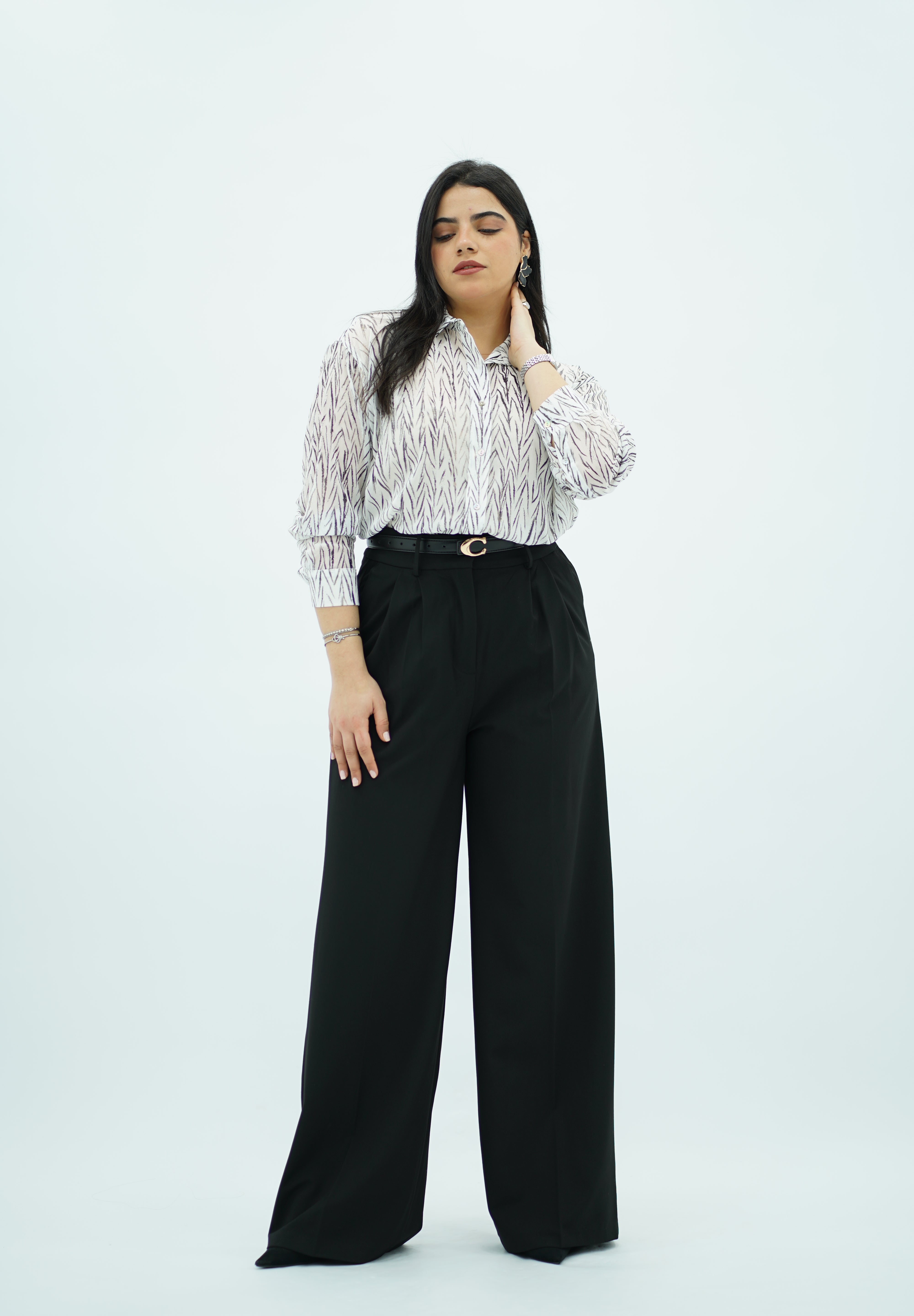 Chemise Fluide à Imprimé Zèbre Abstrait