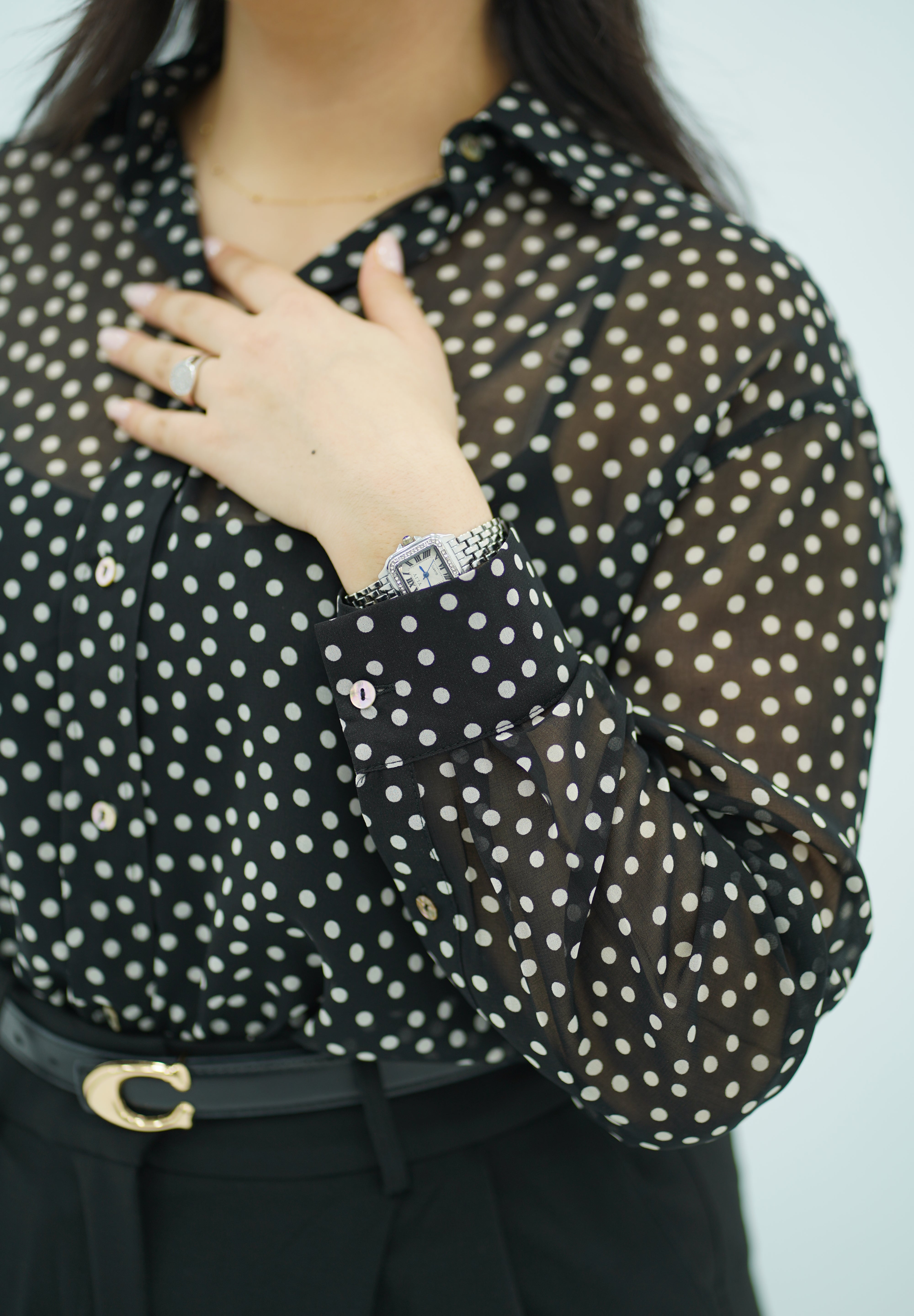 Chemise Fluide à Pois - Noir et Blanc