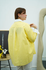 Chemise oversize à rayures jaunes