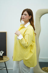 Chemise oversize à rayures jaunes