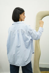 Chemise oversize à rayures bleu ciel