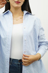 Chemise oversize à rayures bleu ciel