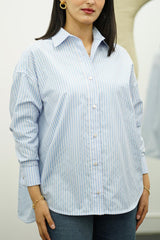 Chemise oversize à rayures bleu ciel