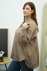 Chemise oversize à rayures marron